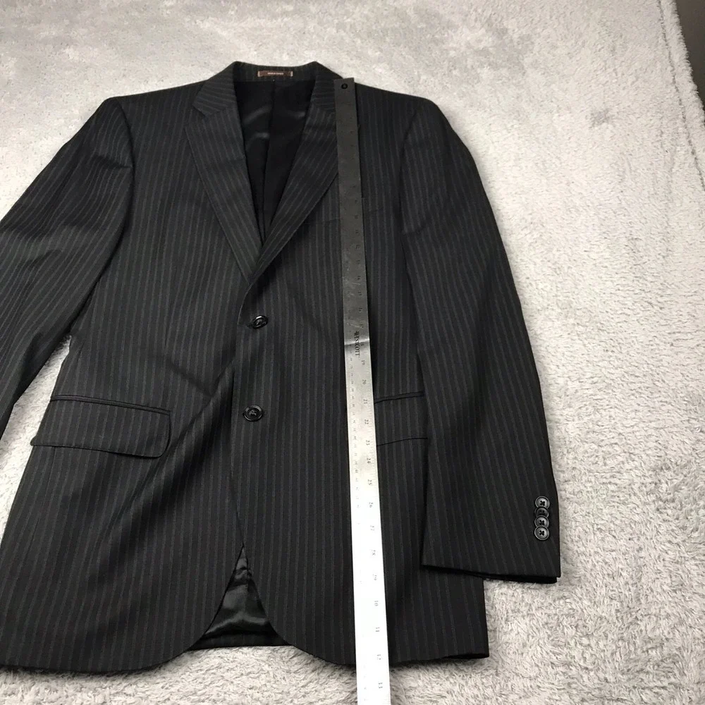 Peter Millar Sport Coat Mens 40T Black Striped 100% Wool 2 Button Double Vented